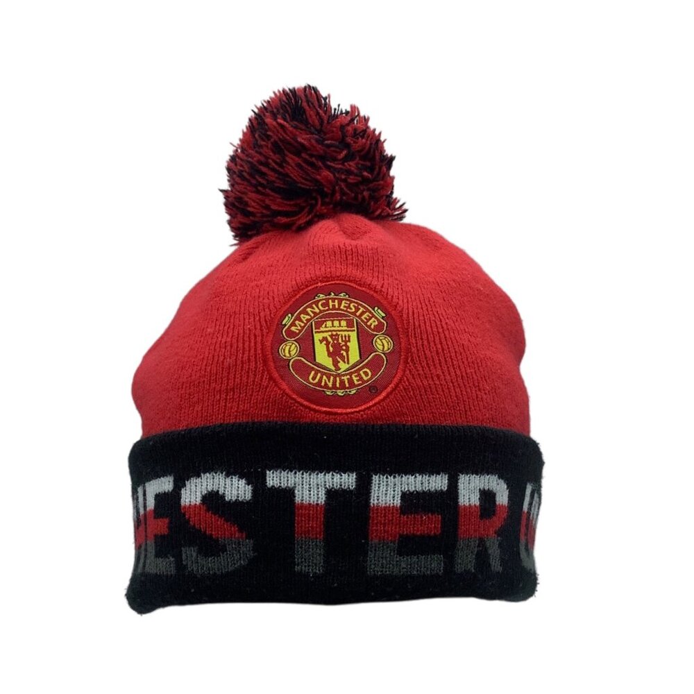 Manchester United F.C. Official Acrylic Knit Beanie Hat Pom Pom